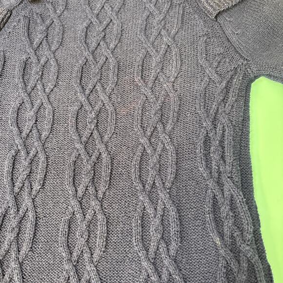 Cupcakes and Cashmere Sweater Dress Navy Cable Knit Ruffle Glitter Accents 5/6 - Picture 12 of 13